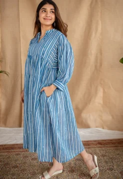 Arya Batik Natural Dyed MulMul Cotton Dress with Slip
