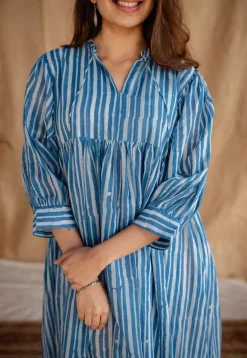 Arya Batik Natural Dyed MulMul Cotton Dress with Slip