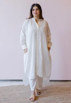 Asha Off White Jamdani Handloom Cotton Anti-Fit Kurta