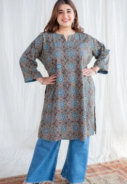 Asiya Ajrakh Jhabba Kali Cotton Kurta