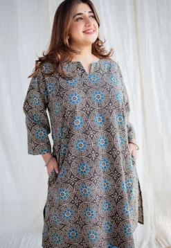 Asiya Ajrakh Jhabba Kali Cotton Kurta