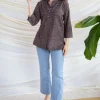 Avita Brown Ajrakh Cotton Straight Short Top