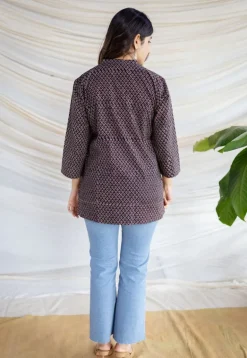Avita Brown Ajrakh Cotton Straight Short Top