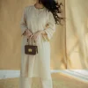 Ayaat Cream Hand Block Print Slub Cotton Anti-Fit Kurta