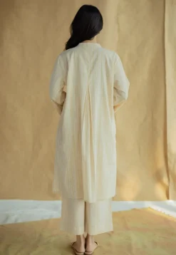 Ayaat Cream Hand Block Print Slub Cotton Anti-Fit Kurta