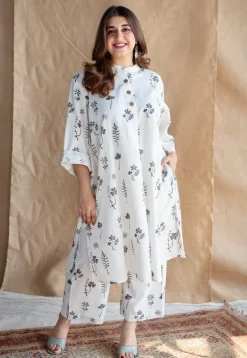 Ayaat Dabu Slub Cotton Co-ord Set (Set of 2)