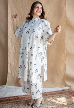 Ayaat Dabu Slub Cotton Co-ord Set (Set of 2)