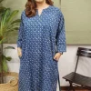 Ayrin Indigo Dabu Cotton Jhabba Kali Kurta