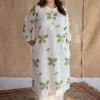 Azha Off White Dabu Slub Cotton Straight Kurta