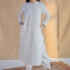 Azha Off White Jamdani Handwoven Cotton Straight Kurta