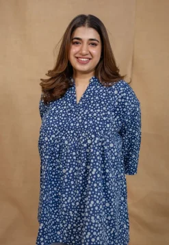 Beeja Indigo Dabu Cotton Loose Short Top