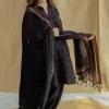 Black Ajrakh Chanderi Silk Dupatta with Embroidery