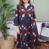 Black Clamp Dyed Cotton Kali Kurta