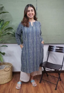 Blue Ajrakh Cotton Kurta