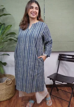 Blue Ajrakh Cotton Kurta