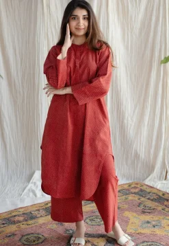 Bombay Ajrakh Red Cotton Co-Ord Set (Set of 2)