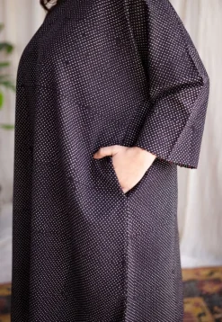 Bombay Charcoal Ajrakh Cotton Loose Kurta with Hand Embroidery