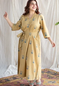 Bombay Irani Chai Ajrakh Cotton Hand Embroidered Dress