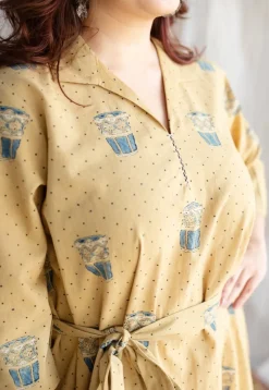 Bombay Irani Chai Ajrakh Cotton Hand Embroidered Dress