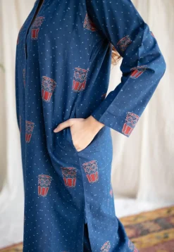 Bombay Irani Chai Indigo Ajrakh Cotton Kurta
