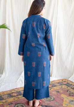 Bombay Irani Chai Indigo Ajrakh Cotton Kurta