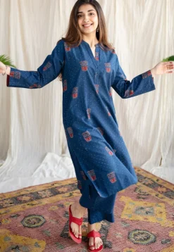 Bombay Irani Chai Indigo Ajrakh Cotton Kurta