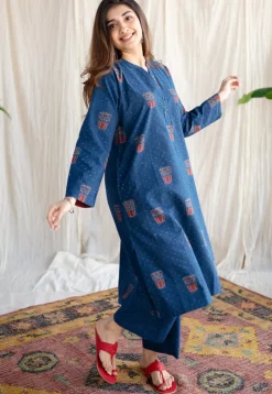 Bombay Irani Chai Indigo Ajrakh Cotton Kurta