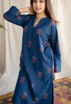 Bombay Irani Chai Indigo Ajrakh Cotton Kurta