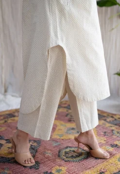 Bombay Off White Ajrakh Cotton Straight Pant