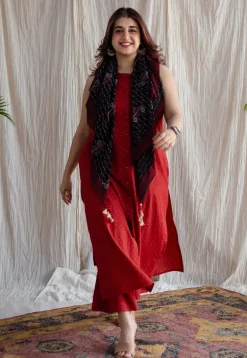 Bombay Red Ajrakh Cotton Straight Kurta