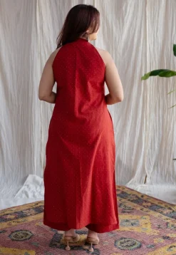Bombay Red Ajrakh Cotton Straight Kurta