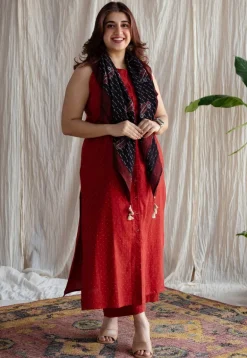 Bombay Red Ajrakh Cotton Straight Kurta