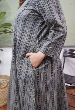 Charcoal Ajrakh Cotton Kali Kurta