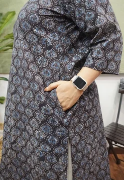 Dark Brown Ajrakh Cotton Kurta