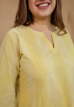 Dharmi Yellow Batik Cotton A Line Kurta