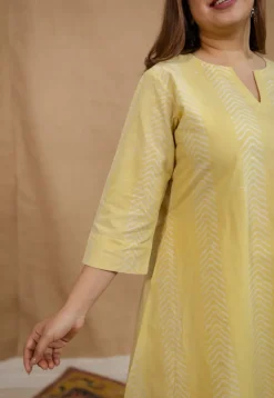 Dharmi Yellow Batik Cotton A Line Kurta