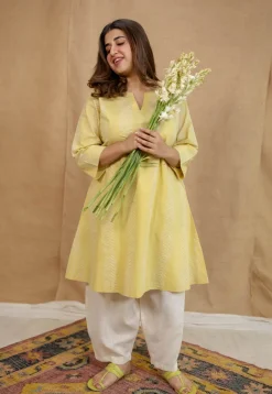 Dharmi Yellow Batik Cotton A Line Kurta