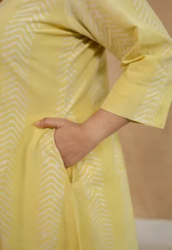 Dharmi Yellow Batik Cotton A Line Kurta