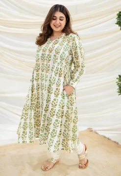Ditya White Batik Cotton Kurta