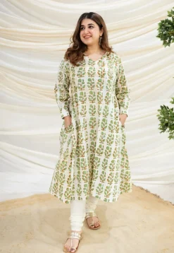 Ditya White Batik Cotton Kurta