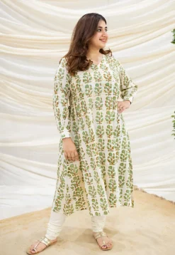 Ditya White Batik Cotton Kurta