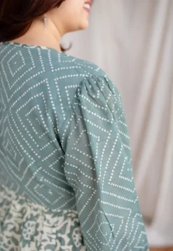 Divisha Green Batik MulMul Cotton A Line Dress with Slip