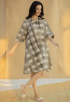 Dua Black Bagru Cotton Loose Dress