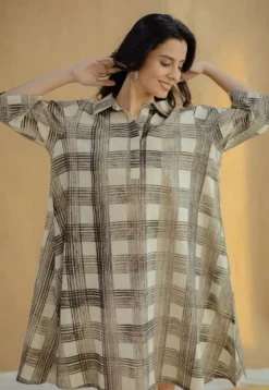 Dua Black Bagru Cotton Loose Dress