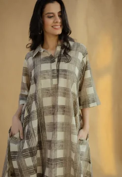 Dua Black Bagru Cotton Loose Dress