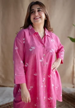 Elijah Dabu Slub Cotton Embroidered Dress