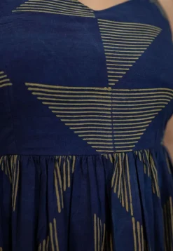 Eliya Indigo Ajrakh Cotton A Line Dress