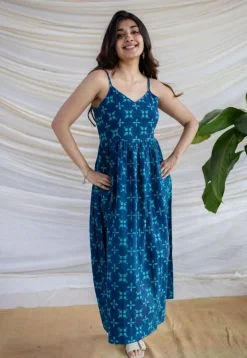 Eliya Indigo Dabu Cotton A Line Dress