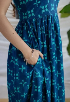 Eliya Indigo Dabu Cotton A Line Dress