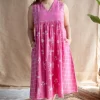 Erah Dabu Slub Cotton Hand Embroidered Dress